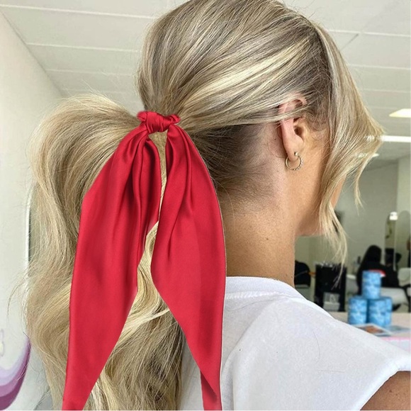 a new day Target Red Satin Long Tail Hair Twister Scrunchie - Picture 9 of 10